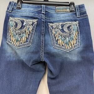 Miss Me Jeans Women's 29x34 (8) Blue Chole Boot Dream Catcher Western Blingy